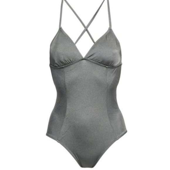 EBERJEY NADINE BEACH GLOW Metallic Silver Sage One Piece Swimsuit Size S… - Picture 3 of 4